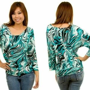 🆕 2X Turquoise Cowl Neck Tunic
